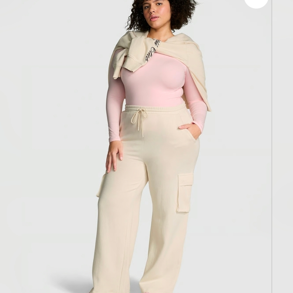 (NIP) Xxl Campus Fleece Wide-Leg Cargo Swratpants